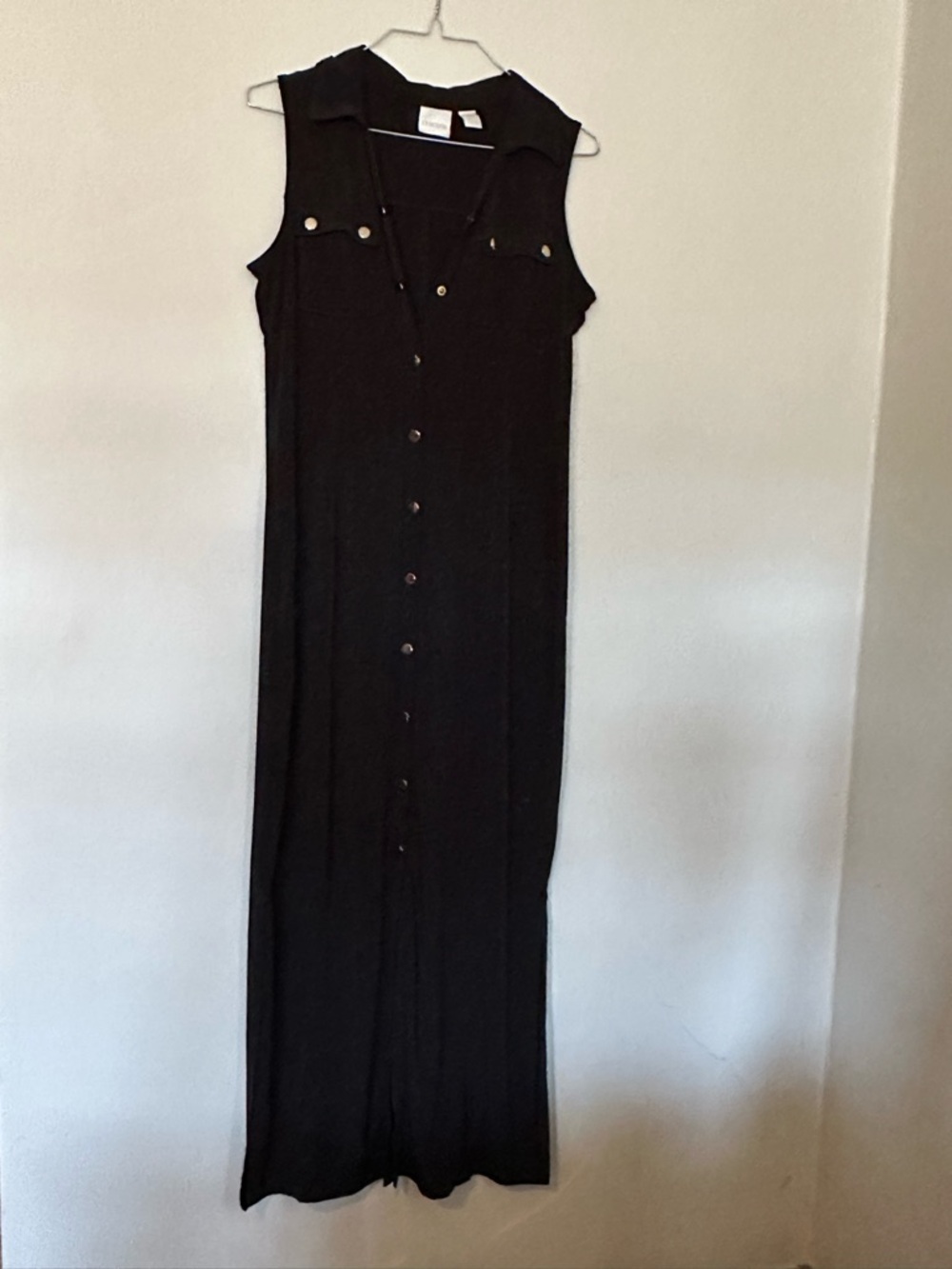 Chicos black sleeveless button down maxi dress size 0 casual